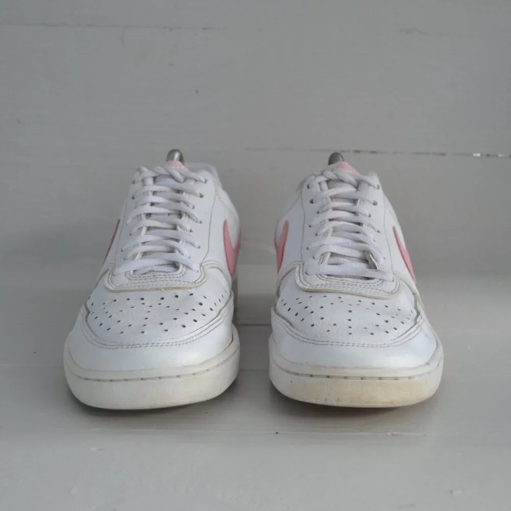 Nike Pink White Sneakers Women's 9 Court Vision Low Top Shoes CD5434-110 - Picture 3 of 10